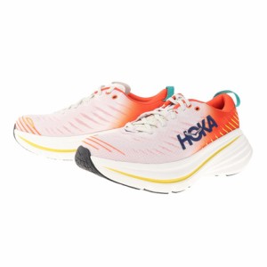 ホカ（HOKA）メンズ レディース ランニングシューズ ボンダイX ホワイト オレンジ 1113512-BDBF スニーカー トレーニング ジョギング ロ