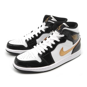 NIKE AIR JORDAN 1 MID SE BLACK/WHITE-METALLIC GOLD 852542-007 ナイキ エアジョーダン1 ミッド SE ブラック/ホワイト-メタリックゴー