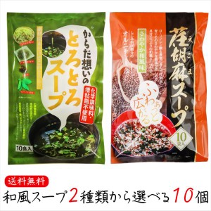 【送料無料】和風スープ2種類から選べる10個 荏胡麻スープ80g(8g×10袋) からだ想いのとろとろスープ53g(5.3g×10袋) αリノレン酸 しじ