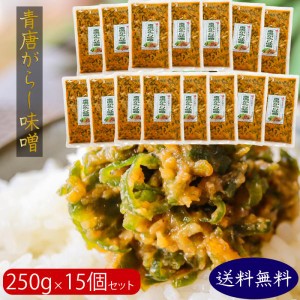 【送料無料】青唐辛子味噌 250g×15個 青唐がらし味噌 ご飯のお供 信州味噌 みそ おかず味噌 お酒の肴 万能調味料 季折