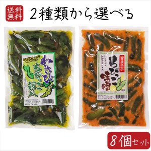 【送料無料】2種類から選べる8個セット わさびちびっこ胡瓜300g 青唐胡瓜ちびっこ味噌260g わさび茎 わさび葉 漬物 ご飯のお供 おつまみ 