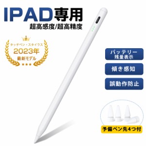 タッチペン iPad ペンシル スタイラスペン 極細ペン先 高感度 高精度 傾き検知 磁気吸着 Type-C急速充電 25h使用可 途切れ/遅延/誤操作防