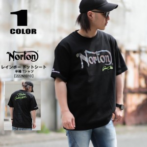 Norton ノートン 服 レインボー ドットシート 半袖 Tシャツ 半袖 Tシャツ レインボー キラキラ 箔 ノートン ロゴ 黒 222n1010 送料無料  