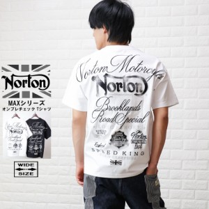 Norton ノートン ルーズフィット MAX 半袖Tシャツ メンズ 天竺 オンブレチェック 刺繍 Tシャツ メンズ 242n1002