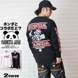 PANDIESTA JAPAN ホンダ コラボ DARTTRACK RACE ロンＴ HONDA 長袖 Tee パンダ 刺繍 メンズ レディース 男女兼用 黒 白 592503