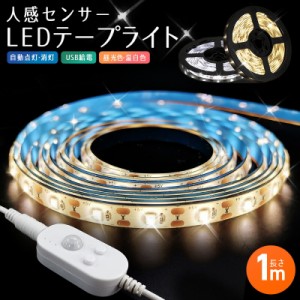 車 センサーライト 庭 5v usb 1m 人感センサー LED テープライト 防水 屋内 コネクター led照明 クローゼット 粘着テープ 常夜灯 小型