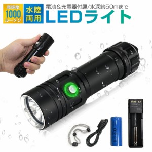 ダイビング懐中電灯 水深50ｍまで LEDハンディライト 懐中電灯 ダイビングハンドライト ダイビングライト 耐高圧 超強光1000LM IPX8防水