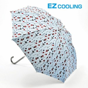 EZクーリング オリジナル 晴雨兼用 レディース傘 シルバーコーティング 花柄 水色 直径94cm 全長82cm 285g 手開き UVカット率98%