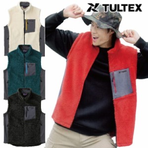 TULTEX タルテックス ボアフリースベスト ハイネック仕様 オフホワイト ブルーグリーン ブラック レッド M / L / LL / 3L