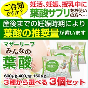 葉酸サプリメント みんなの葉酸 3箱アソートセット 合計約3ヶ月分 時期に合わせて3種類の葉酸からお選び下さい