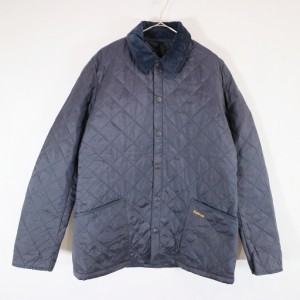 Barbour バブアー HERITAGE LIDDESDALE QUILT キルティングジャケット 防寒  防風 襟コーデュロイ ネイビー (メンズ L) 中古 古着 N6119