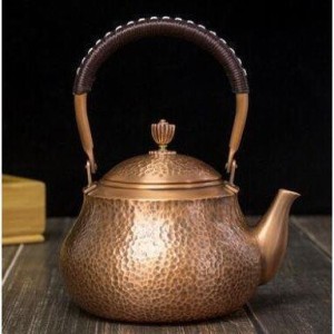 手作り 紫銅 銅製ポット お茶沸かし やかん ティーポット 水がスムーズに出られる 水質を改善する 甘い水 大容量 1.5L