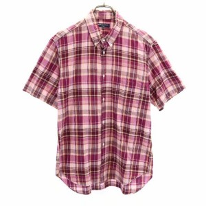 コムデギャルソンオム 2007年 日本製 チェック柄 半袖 ボタンダウンシャツ S ピンク系 COMME des GARCONS HOMME メンズ