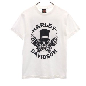 ハーレーダビッドソン 両面プリント 半袖 クルーネック Tシャツ S 白 HARLEY DAVIDSON メンズ