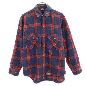 ウールリッチ 80s ヴィンテージ USA製 チェック柄 長袖 シャツ 紺×赤 WOOLRICH メンズ