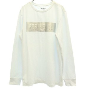 ペペジーンズロンドン プリント 長袖 Tシャツ L ホワイト PEPEJEANS LONDON ロンT メンズ