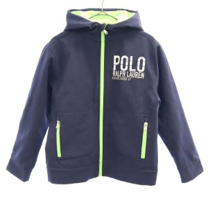 ポロラルフローレン ジャケット M ネイビー×グリーン POLO RALPH LAUREN フード 裏フリース レディース