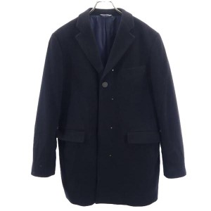 ランバンオンブルー アンゴラ ウールブレンド チェスターコート 48 濃紺 LANVIN en Bleu メンズ