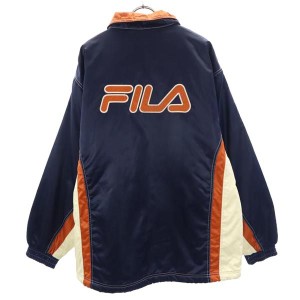 フィラ 90s オールド ロゴ刺繍 中綿ジャケット L ネイビー FILA メンズ