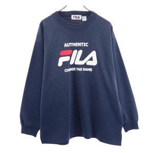 フィラ 90s オールド ロゴプリント 長袖 スウェット トレーナー L ネイビー FILA メンズ