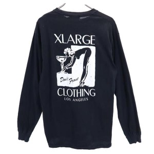 エクストララージ バックプリント 長袖 Tシャツ M ブラック系 XLARGE ロンT メンズ