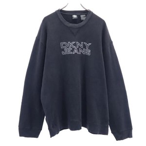 ダナキャランニューヨークジーンズ 長袖 スウェット トレーナー ブラック系 DKNY JEANS 裏起毛 メンズ