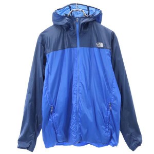 ノースフェイス フード付 ナイロンジャケット L 青×紺 THE NORTH FACE アウトドア コンパクト ウインドシェル メンズ