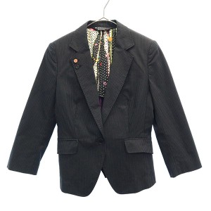 ポールスミス ブラックレーベル ストライプ テーラードジャケット 38 ブラック系 Paul Smith BLACK LABEL レディース