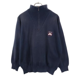 トミーヒルフィガー 90s オールド 長袖 ハーフジップ ニット L ネイビー系 TOMMY HILFIGER セーター メンズ