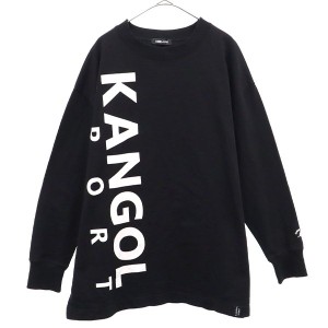 カンゴールスポーツ プリント 長袖 Tシャツ L ブラック系 KANGOL SPORT クルーネック レディース