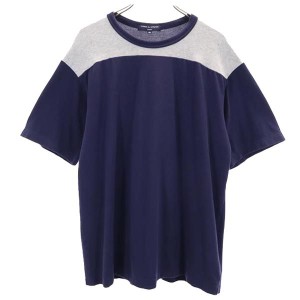 コムデギャルソンオム 2007年 日本製 半袖 切替 Tシャツ SS ネイビー系 COMME des GARCONS HOMME 鹿の子 メンズ