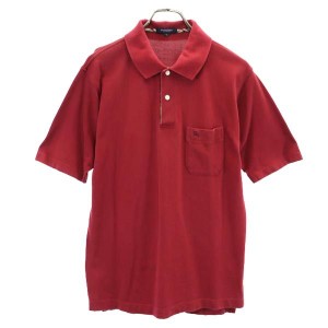 バーバリー 日本製 三陽商会 ワンポイント刺繍 半袖 ポロシャツ L 赤系 BURBERRY 鹿の子 メンズ