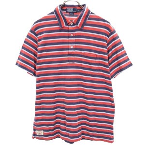 ポロバイラルフローレン ボーダー柄 半袖 ポロシャツ XL 赤×ネイビー Polo by Ralph Lauren メンズ