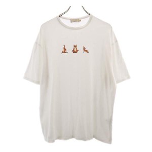 メゾンキツネ プリント 半袖 Tシャツ S ホワイト MAISON KITSUNE メンズ