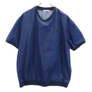 ディスカバード 日本製 半袖 デニム量 プルオーバー Tシャツ 1 青 DISCOVERED 胸ポケット メンズ