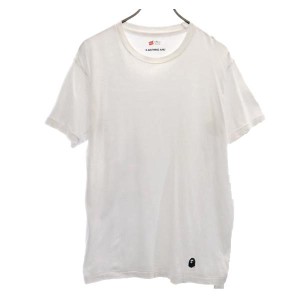 ヘインズ アベイシングエイプ コラボ 半袖 Tシャツ L ホワイト系 Hanes A BATHING APE メンズ