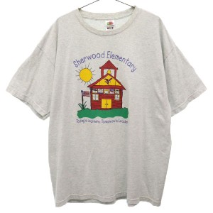 フルーツオブザルーム プリント 半袖 Tシャツ XL グレー FRUIT OF THE LOOM メンズ