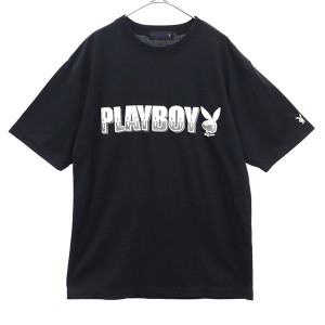 プレイボーイ ロゴプリント 半袖 Tシャツ L ブラック PLAYBOY メンズ