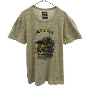 ソフトマシーン 日本製 プリント 半袖 Tシャツ S グレー Softmachine メンズ