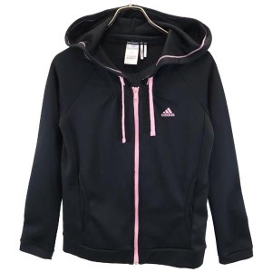 アディダス トレーニング 長袖 ジップパーカー M ブラック×ピンク adidas レディース