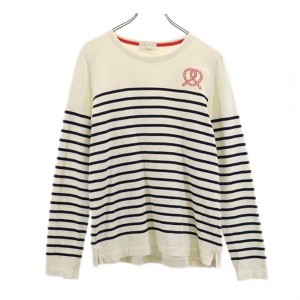 プチバトー フランス製 ボーダー 長袖 Tシャツ S 生成り PETIT BATEAU ロンT メンズ