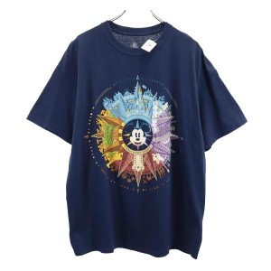 未使用 ディズニー ミッキーマウス プリント 半袖 Tシャツ XL ネイビー Disney メンズ