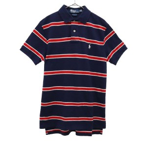 ポロバイラルフローレン ボーダー 半袖 ポロシャツ M ネイビー Polo by Ralph Lauren 鹿の子 メンズ