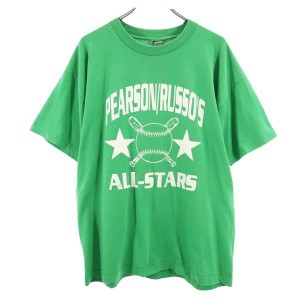 フルーツオブザルーム 90s オールド USA製 プリント 半袖 Tシャツ XL グリーン系 FRUIT OF THE LOOM メンズ
