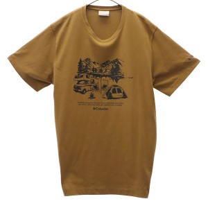 コロンビア アウトドア プリント 半袖 Tシャツ M ブラウン Columbia メンズ