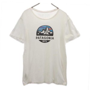 パタゴニア USA製 アウトドア プリント 半袖 Tシャツ M ホワイト patagonia SLIM FIT メンズ