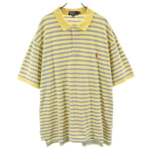 ポロバイラルフローレン ボーダー 半袖 ポロシャツ 3XB イエロー系 Polo by Ralph Lauren 鹿の子 ビッグサイズ メンズ