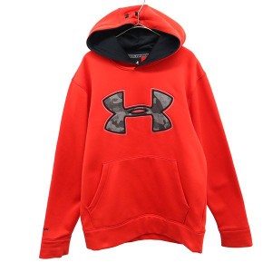 アンダーアーマー ロゴワッペン 長袖 スウェットパーカー SM レッド UNDER ARMOUR プルオーバー トレーナー メンズ