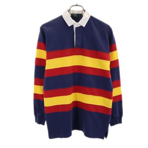 ポロバイラルフローレン 80s ヴィンテージ 緑タグ ボーダー柄 長袖 ポロシャツ L Polo by Ralph Lauren ラガーシャツ メンズ