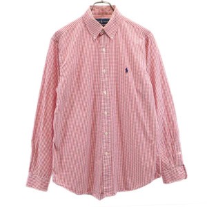 ラルフローレン チェック柄 長袖 ボタンダウンシャツ M レッド系 RALPH LAUREN メンズ